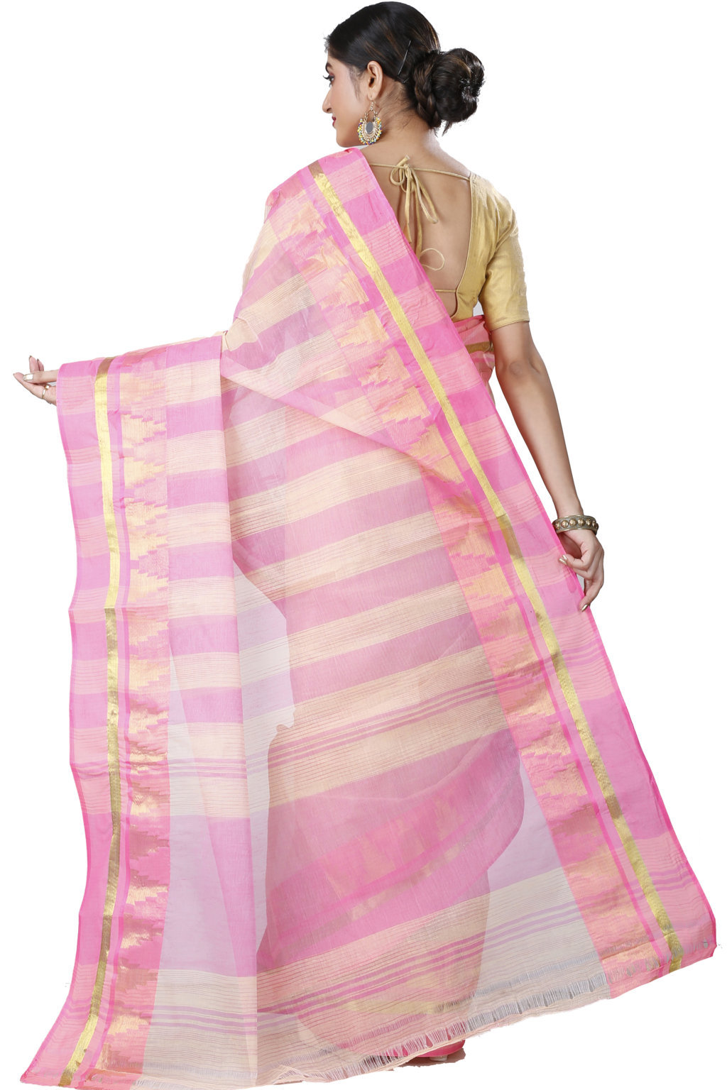 Pink Pure Cotton Vrinda Tant Saree (1098)